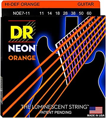 NOE7-11 Neon Orange Комплект струн для 7-струнной электрогитары, никелированные, с покр., 11-60, DR