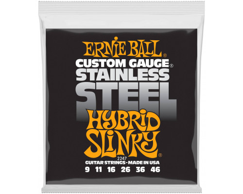 P02247 Stainless Steel Hybrid Slinky Комплект струн для электрогитары, 9-46, Ernie Ball