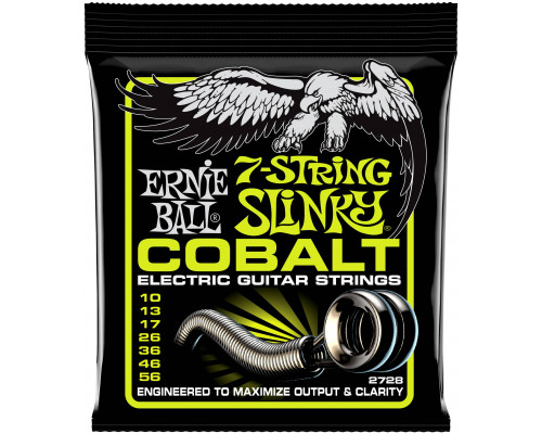 P02728 Комплект струн для 7-струнной электрогитары Cobalt Electric Regular Slinky, 10-56, Ernie Ball