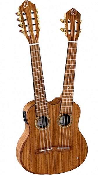 HYDRA Custom Built Series Укулеле тенор, с двумя грифами 4/8 струн, со звукоснимателем, Ortega