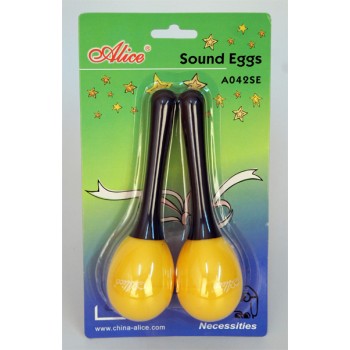 A042SE Маракас-яйцо на пластиковой ручке 2шт в блистерной упаковке. Различные цвета. Alice