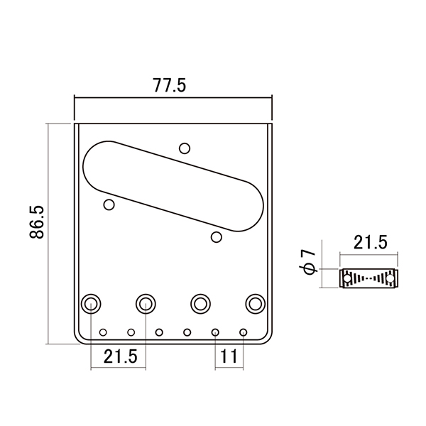 T-21C (H-T-21C) Бридж (струнодержатель), хром, Hosco