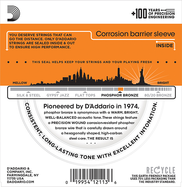 EJ15 PHOSPHOR BRONZE Струны для акустической гитары фосфорная бронза Extra Light 10-47 D`Addario
