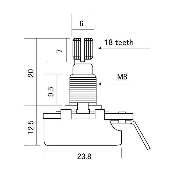 H-CTS-B500MM Потенциометр B500K (лин), метрический, Hosco