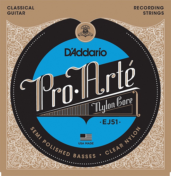 EJ51 Pro-Arte Струны для классической гитары, полир. басовые струны, сильное натяжение, D'Addario