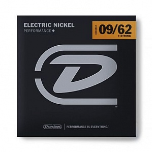 DEN0962 Комплект струн для 7-струнной электрогитары, никель, 9-62, Dunlop