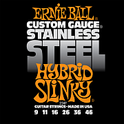 P02247 Stainless Steel Hybrid Slinky Комплект струн для электрогитары, 9-46, Ernie Ball