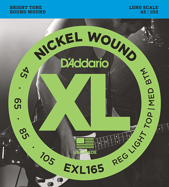 EXL165 XL NICKEL WOUND Струны для бас-гитары Long Regular Ligth Top Medium Bottom 45-105 D`Addario