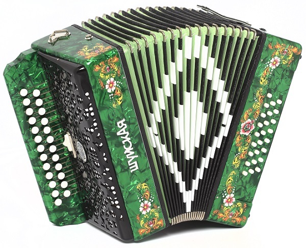 S32XL-A-GR Гармонь "Шуйская" 25х25-III-2, зеленая, Шуйская гармонь