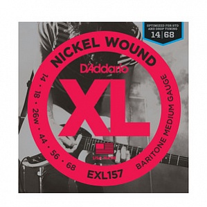 EXL157 XL Nickel Wound Комплект струн для электрогитары Baritone-Medium 14-68(укороч.менз) D`Addario