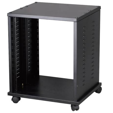 DF140 Рэковая стойка-шкаф без дверцы, 12U, колеса, сталь, цвет черный