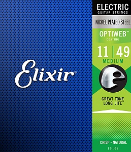19102 Optiweb Комплект струн для электрогитары, никелированная сталь, Medium 11-49, Elixir