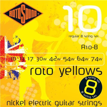 R10-8 8-STRING NICKEL SET Комплект струн для 8-струнной электрогитары, 10-74. ROTOSOUND
