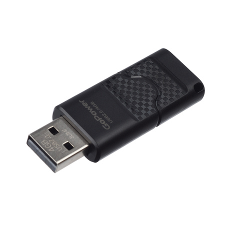 00-00025961 Slider Флеш-накопитель 4GB USB2.0, пластик, черный матовый, GoPower