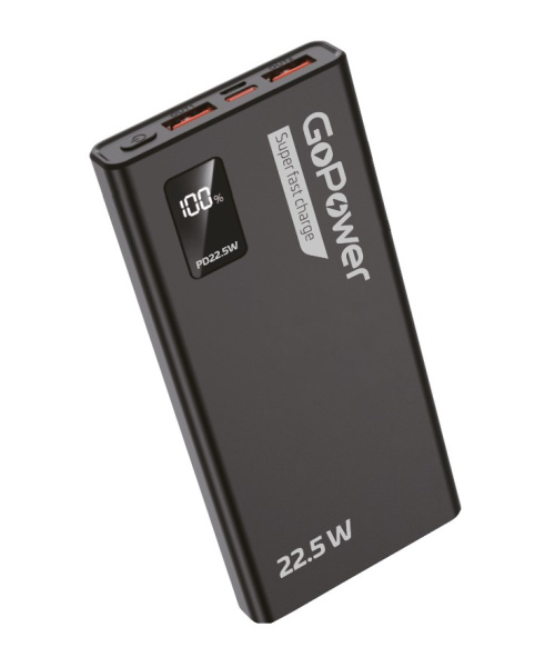 00-00029660 Внешний аккумулятор PB03-20 20000mAh 3.0A 22.5W 2USB/Type-C черный, GoPower