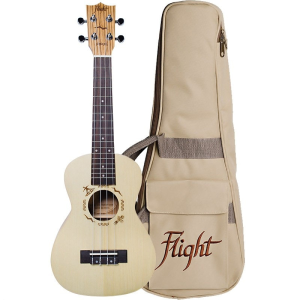 DUC325 SP/ZEB Укулеле-концерт, цвет натуральный, чехол в комплекте FLIGHT 