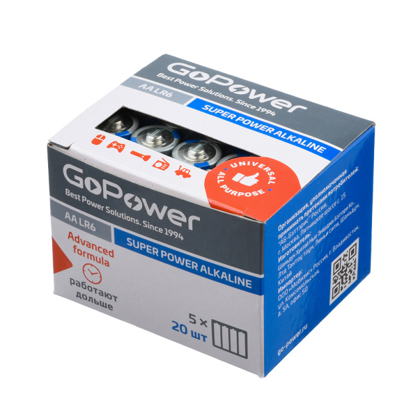 00-00017748 Super Power Alkaline Элемент питания LR6/AA щелочной 1.5В, 1 шт, GoPower