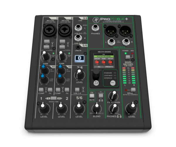 ProFX6v3+ 6-канальный микшер с процессором эффектов, режимами записи USB, Bluetooth. MACKIE
