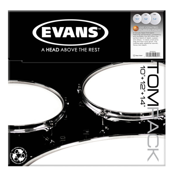 ETP-G2CTD-F G2 Coated Fusion Набор пластика для том барабана, 10"/12"/14", Evan