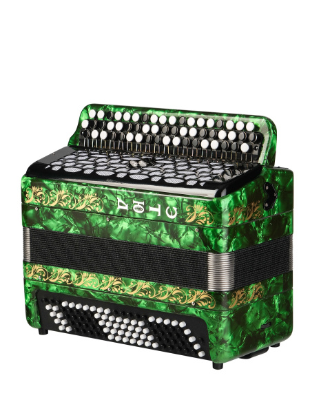 BN-40-GR (БН-40) Баян ученический двухголосный Этюд-205М2, 55х100-II, зеленый, Тульская гармонь