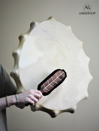 БШЯ-60Р Бубен шаманский мастеровой 60 см (форма яйца) с колотушкой, 14 резонаторов, Laminor