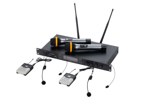 LS-804-MH Вокальная радиосистема, 2 ручных передатчика, 2 головных микрофона LAudio