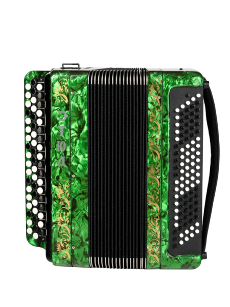 BN-40-GR (БН-40) Баян ученический двухголосный Этюд-205М2, 55х100-II, зеленый, Тульская гармонь