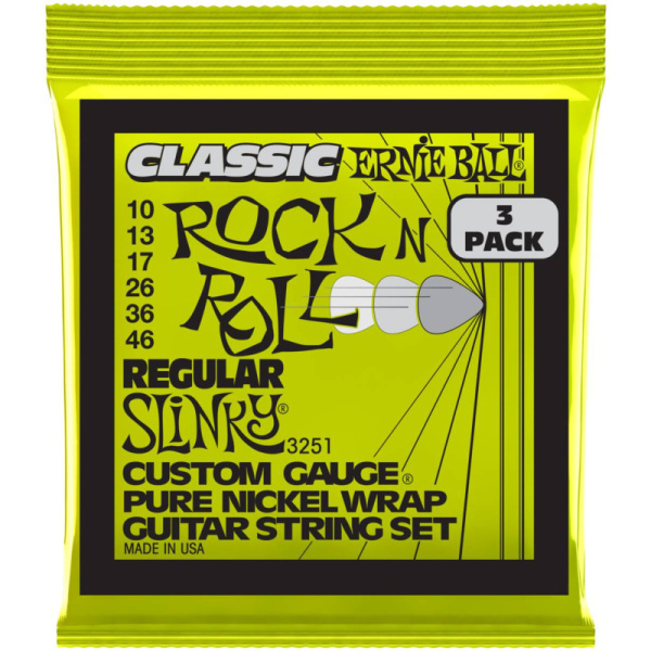 P03251 Regular Slinky Classic RnR  Набор из 3х комплектов струн для электрогитары, 10-46, Ernie Ball