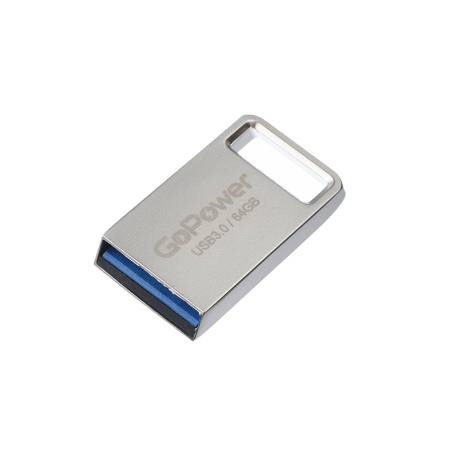 00-00027359 Mini Флеш-накопитель 64GB USB3.0, металл, серебряный, GoPower