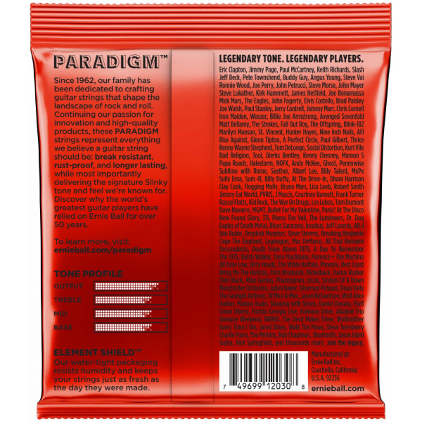 P02030 Комплект струн для 7-струнной электрогитары Paradigm Slinky, сталь, 10-62, Ernie Ball