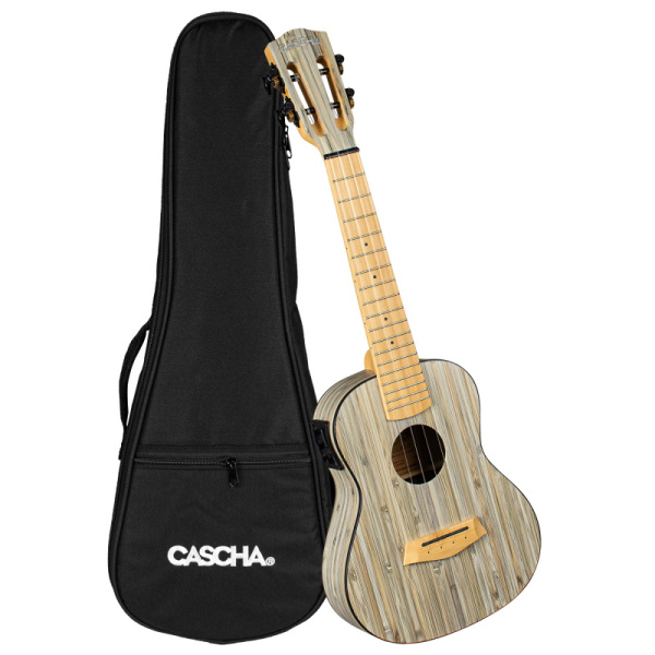 HH-2316E Bamboo Series Укулеле концертный со звукоснимателем, с чехлом, графит, Cascha