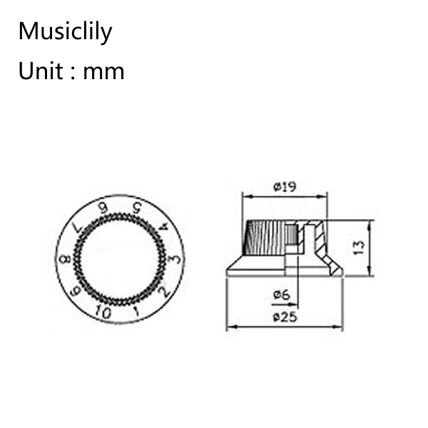 MX1563MG-2MX1564MG Комплект ручек потенциометров (2+1), Strat Style, мятно-зеленые, Musiclily