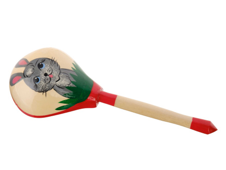 LHL6701 Деревянная ложка полубаская, роспись "Ну, погоди!", Хохлома
