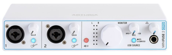 MiniFuse 2 White OTG Внешняя звуковая карта, Аудиоинтерфейс USB. ARTURIA