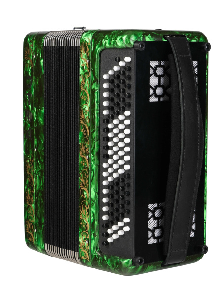 BN-40-GR (БН-40) Баян ученический двухголосный Этюд-205М2, 55х100-II, зеленый, Тульская гармонь