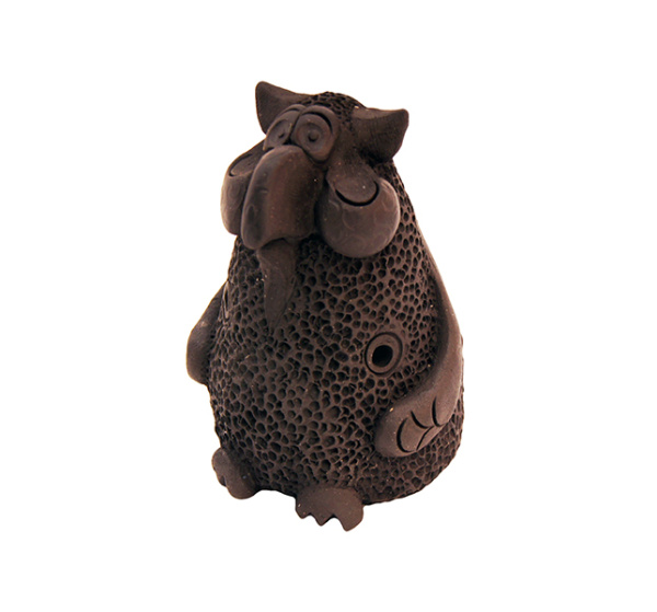 SB05 Свистулька большая Сова, черная, Керамика Щипановых