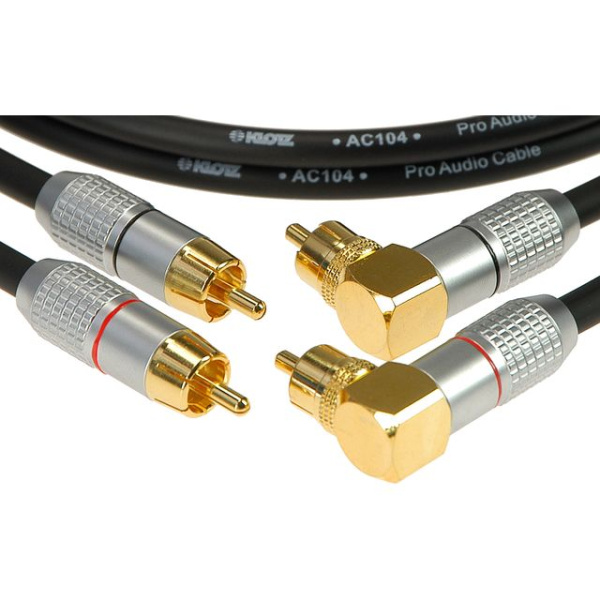 ALPA030 Кабель акустический RCA, 3м, прямой+ угловой, 2шт, Klotz