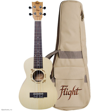 DUC325 SP/ZEB Укулеле-концерт, цвет натуральный, чехол в комплекте FLIGHT 