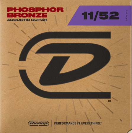 DAP1152 Комплект струн для акустической гитары, фосф.бронза, Medium Light, 11-52, Dunlop