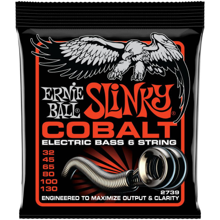 P02739 Cobalt Bass Slink Комплект струн для 6-струнной бас-гитары (32-130). ERNIE BALL 