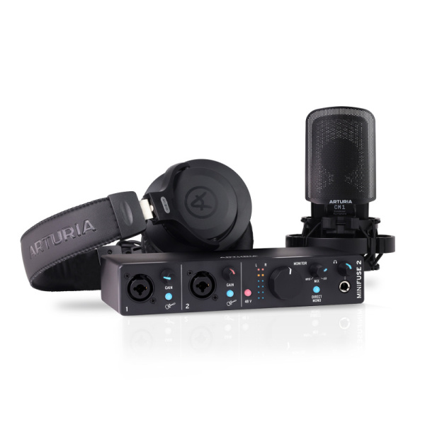 MiniFuse Recording Pack Black Комплект: MiniFuse 2, микрофон, поп-фильтр, наушники, кабель.  ARTURIA