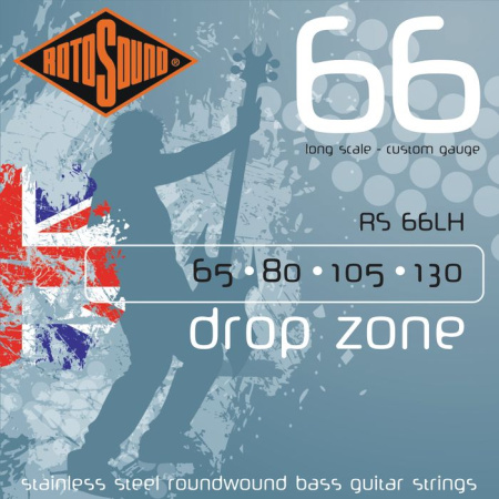RS66LH BASS STRINGS STAINLESS STEEL струны для бас-гитары с пониженным строем,65-130, ROTOSOUND