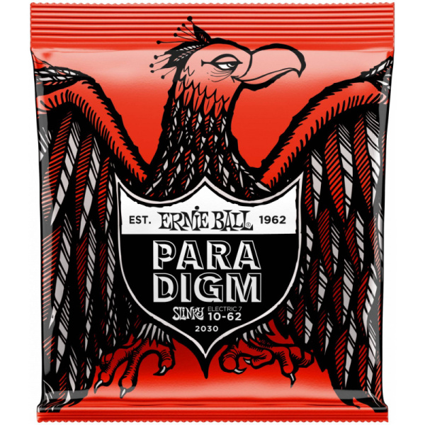 P02030 Комплект струн для 7-струнной электрогитары Paradigm Slinky, сталь, 10-62, Ernie Ball
