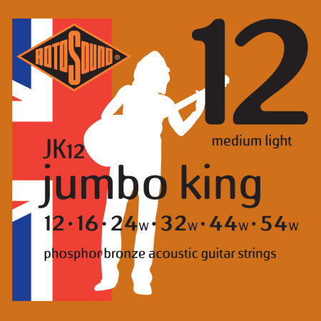 JK12 STRINGS PHOSPHOR BRONZE струны для акустич. гитары, фосфорированная бронза, 12-54. ROTOSOUND