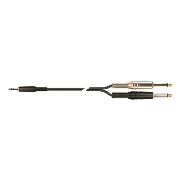 STR611K-3 BK компонентный кабель, разъёмы 2 Mono Jack Male- Stereo 3.5mm jack, чёрный, 3 м. QUIK LOK
