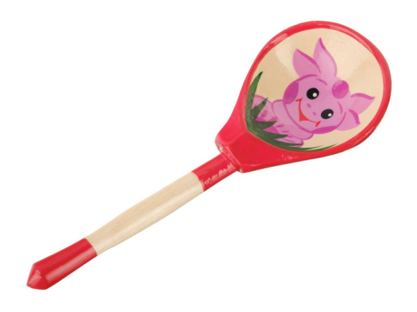 LHL6702 Деревянная ложка полубаская, роспись "Лунтик", Хохлома