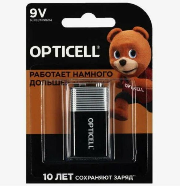 6LR61/MN1604 Элемент питания (крона) 9V, 1 шт. OPTICELL