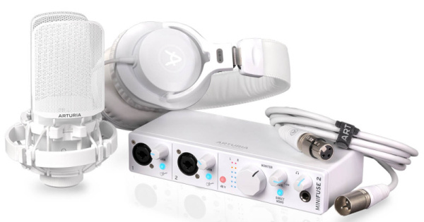 MiniFuse Recording Pack White Комплект: MiniFuse 2, микрофон, поп-фильтр, наушники, кабель.  ARTURIA