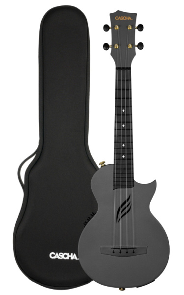 HH-2258E Carbon Fibre Укулеле концертный со звукоснимателем, с чехлом, черный, углеволокно, Cascha