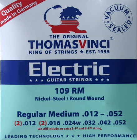 109RM Regular Medium Комплект струн для электрогитары, 12-52. THOMASVINCI